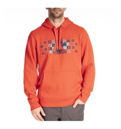 Checkered Banner Pullover Hoodie Fiery Red - Dress Blues